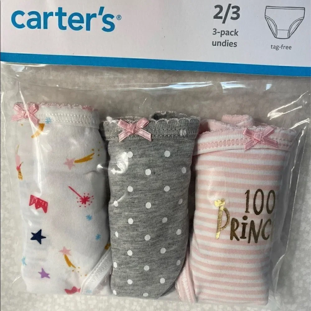 Carter’s Little Girls 2/3 Three Pack Undies Tag Free